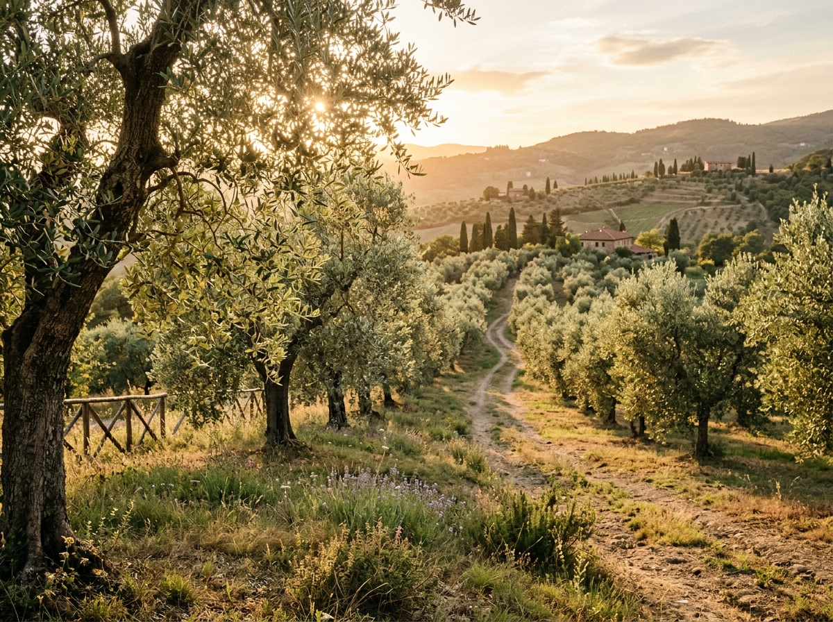 Mediterranean olive grove at golden hour, representing the natural origins of the protocol